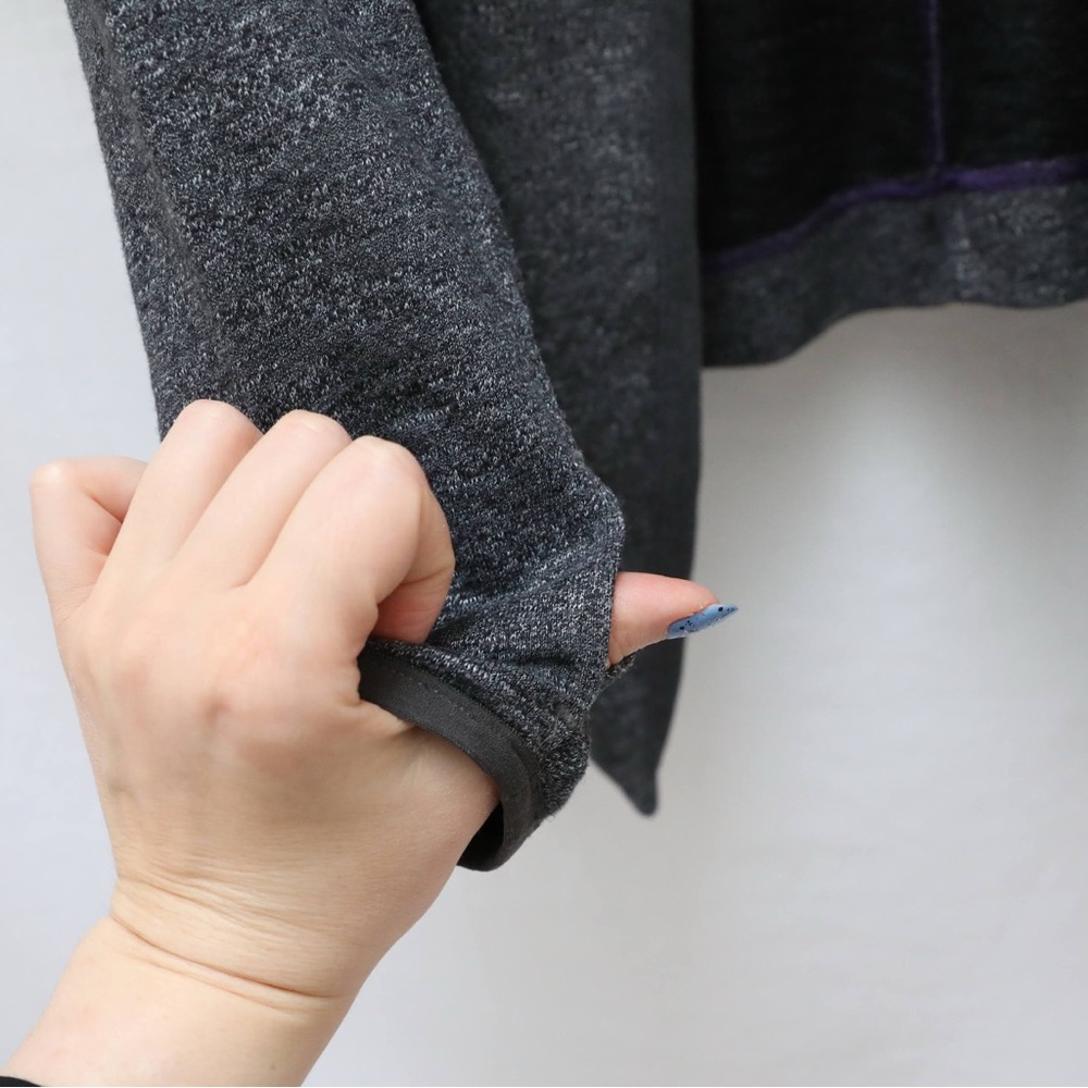 The North Face Spell Out Hooded Open Front Cardigan Sweater Gray XL cotton hike - Picture 11 of 11